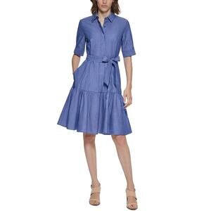 Calvin Klein Short Sleeve Cotton Chambray Shirtdress Size 2X